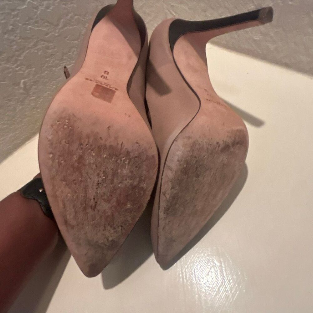Coach Fulten T-Strap Leather Pump Heels Taupe Brown Contemporary Chic Size 10 - Picture 8 of 14